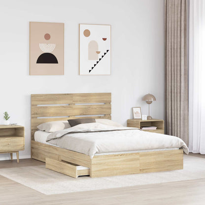 Storage Bed with Drawer Sonoma Oak 160 x 200 cm Engineered Wood