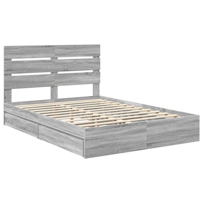 Storage Bed Grey Sonoma 160 x 200 cm Engineered Wood