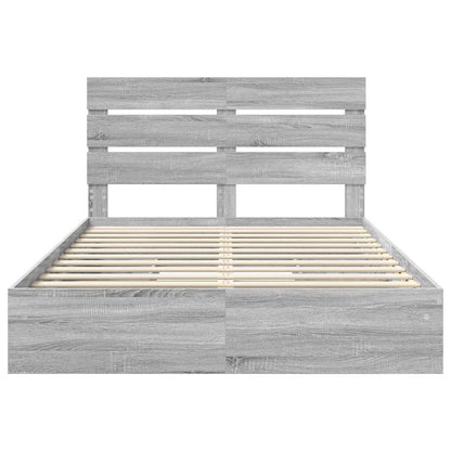 Storage Bed Grey Sonoma 160 x 200 cm Engineered Wood