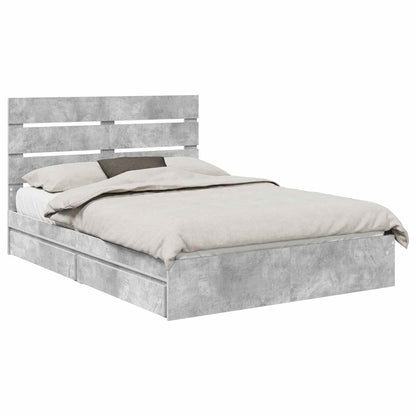 Storage Bed Concrete Grey 150 x 200 cm Engineered Wood