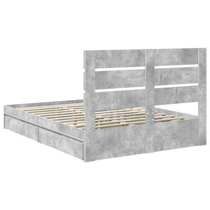 Storage Bed Concrete Grey 150 x 200 cm Engineered Wood