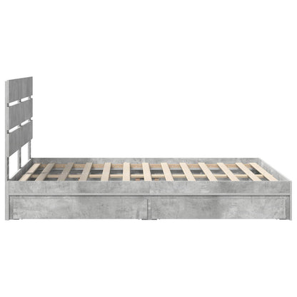 Storage Bed Concrete Grey 150 x 200 cm Engineered Wood