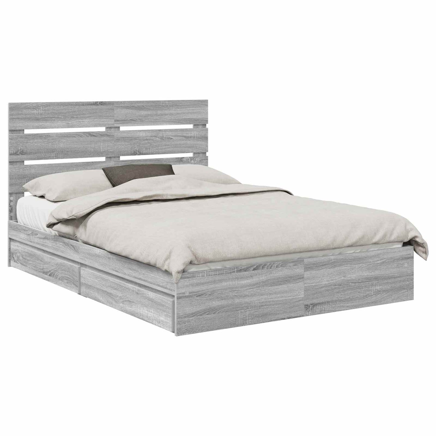 Storage Bed Grey Sonoma 150 x 200 cm Engineered Wood