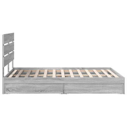 Storage Bed Grey Sonoma 150 x 200 cm Engineered Wood