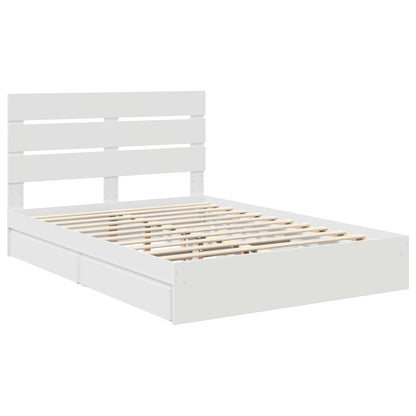 Storage Bed with Headboard White 140 x 200 cm Engineered Wood