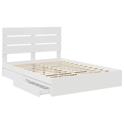 Storage Bed with Headboard White 140 x 200 cm Engineered Wood