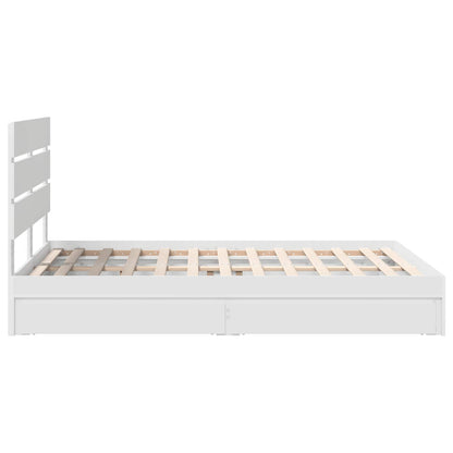 Storage Bed with Headboard White 140 x 200 cm Engineered Wood