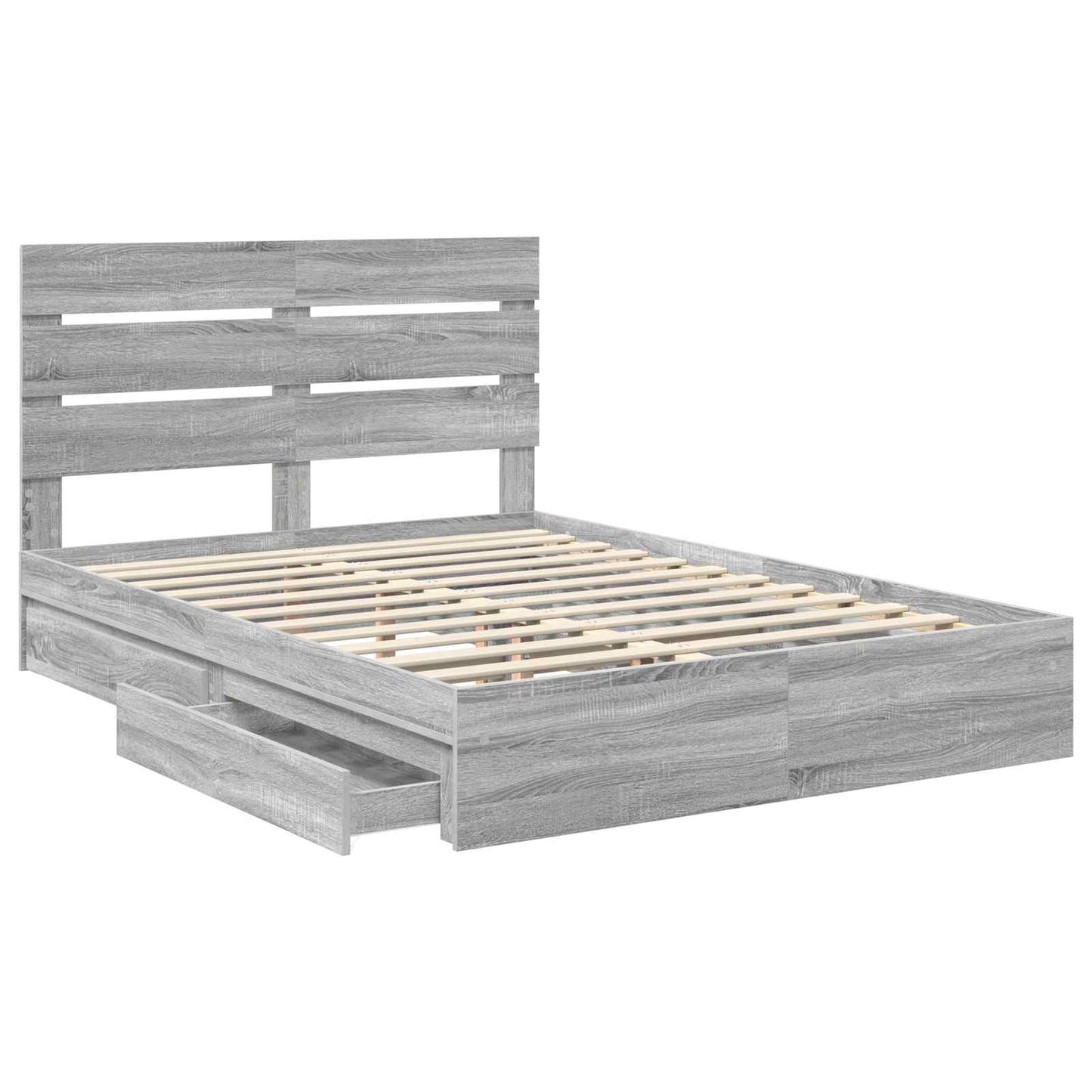 Storage Bed Grey Sonoma 140 x 200 cm Engineered Wood