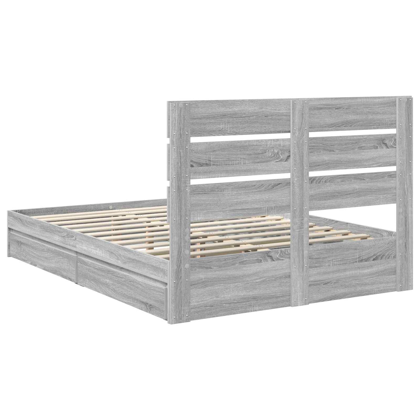 Storage Bed Grey Sonoma 140 x 200 cm Engineered Wood
