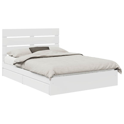 Storage Bed with Headboard White 140 x 190 cm Engineered Wood
