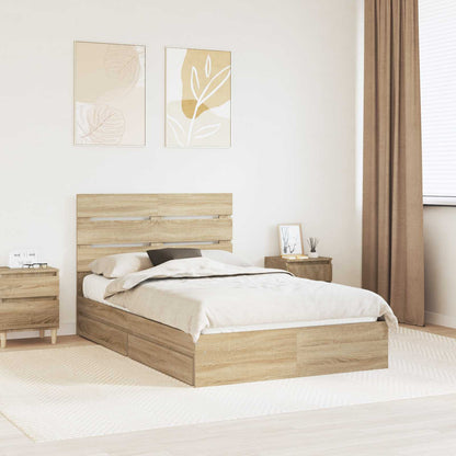 Storage Bed with Drawer Sonoma Oak 135 x 190 cm Engineered Wood