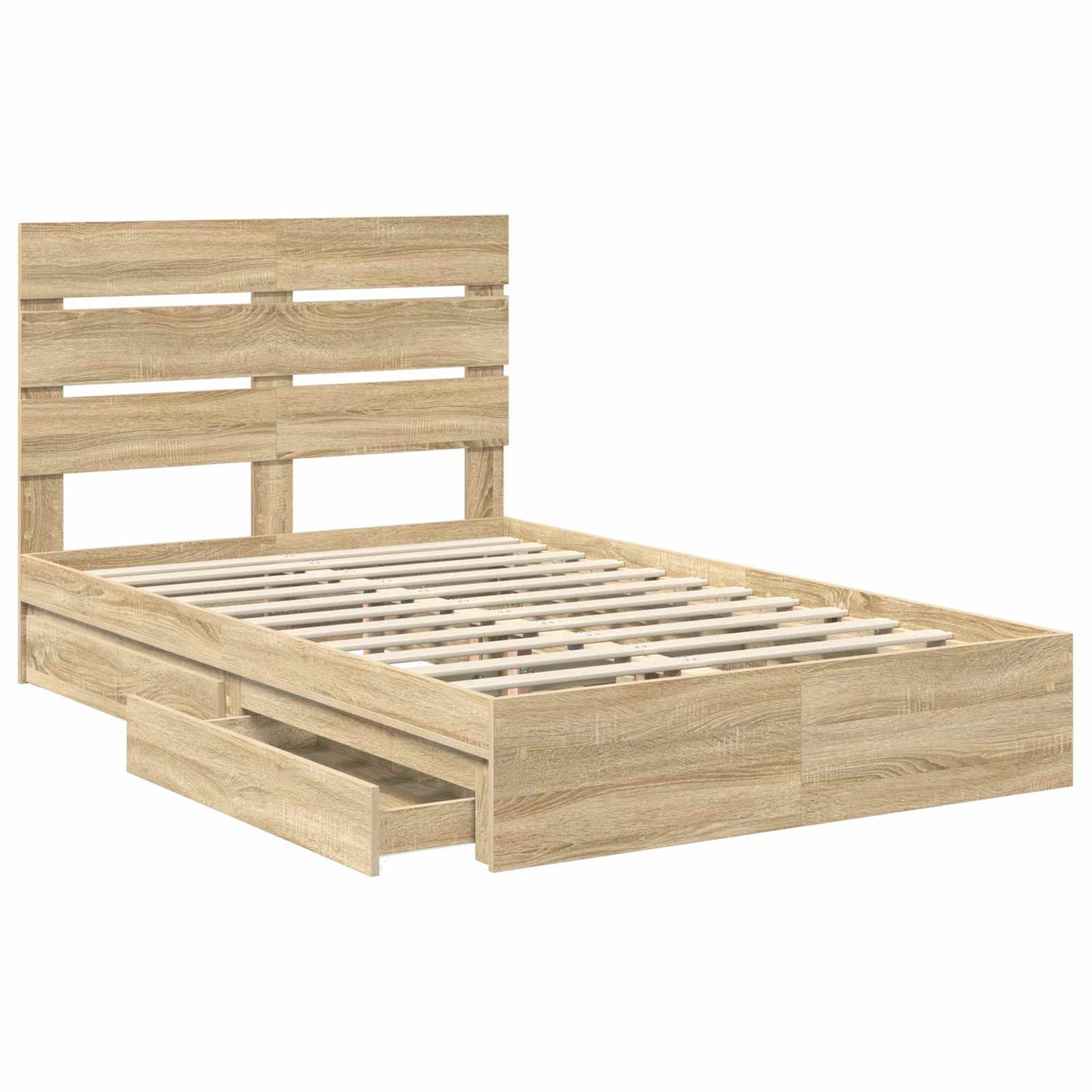 Storage Bed with Drawer Sonoma Oak 135 x 190 cm Engineered Wood
