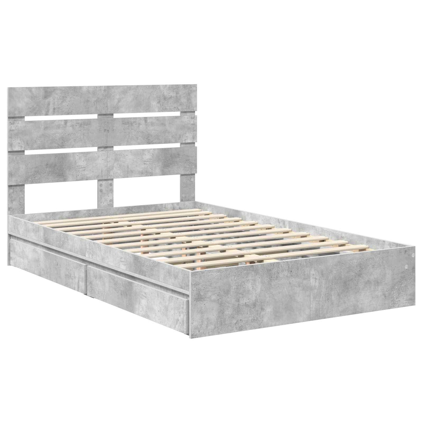 Storage Bed Concrete Grey 135 x 190 cm Engineered Wood