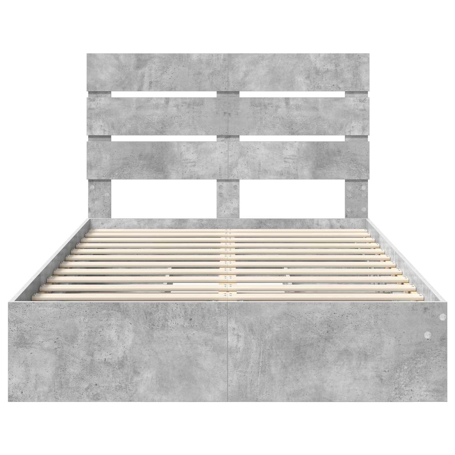 Storage Bed Concrete Grey 135 x 190 cm Engineered Wood