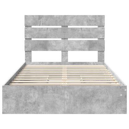 Storage Bed Concrete Grey 135 x 190 cm Engineered Wood