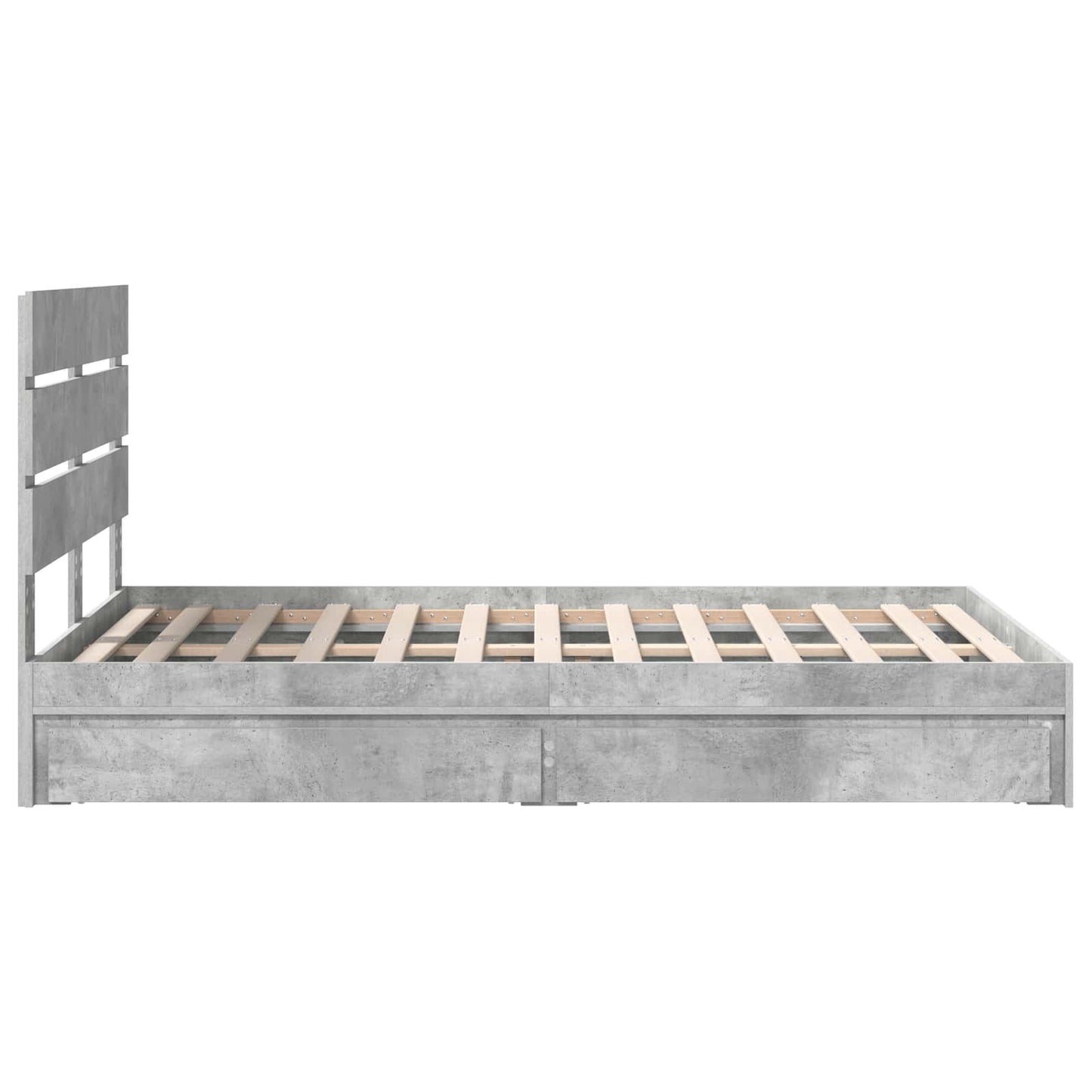 Storage Bed Concrete Grey 135 x 190 cm Engineered Wood
