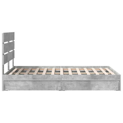 Storage Bed Concrete Grey 135 x 190 cm Engineered Wood