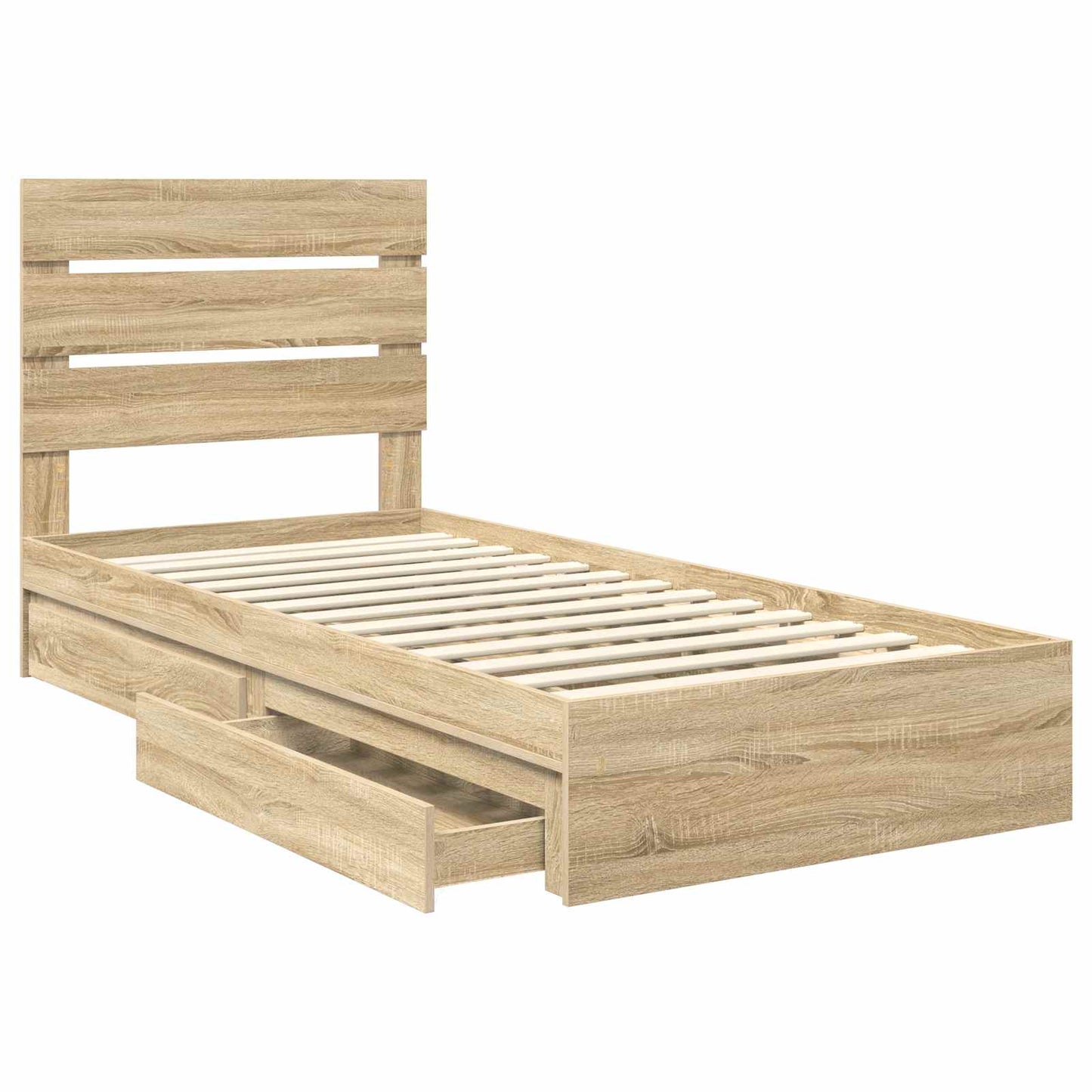 Storage Bed with Drawer Sonoma Oak 100 x 200 cm Engineered Wood