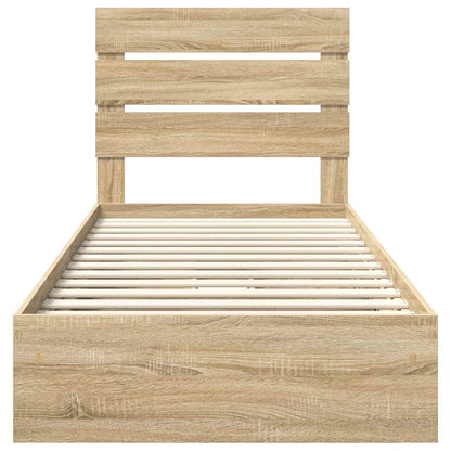 Storage Bed with Drawer Sonoma Oak 100 x 200 cm Engineered Wood