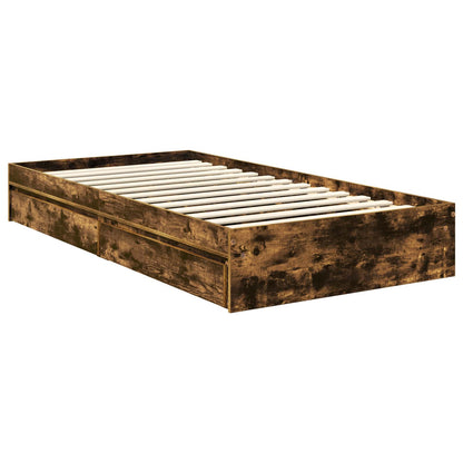 Storage Bed with Drawer Smoked Oak 100 x 200 cm Engineered Wood