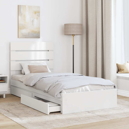 Storage Bed with Headboard White 90 x 200 cm Engineered Wood