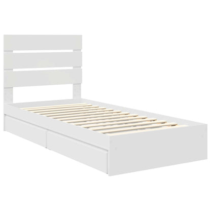 Storage Bed with Headboard White 90 x 200 cm Engineered Wood