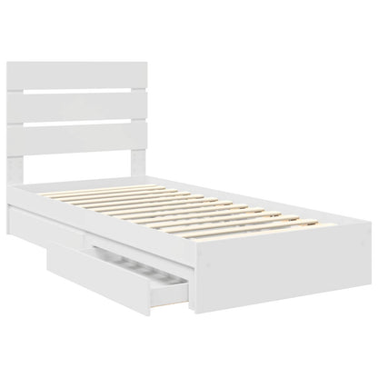 Storage Bed with Headboard White 90 x 200 cm Engineered Wood