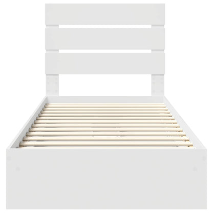Storage Bed with Headboard White 90 x 200 cm Engineered Wood