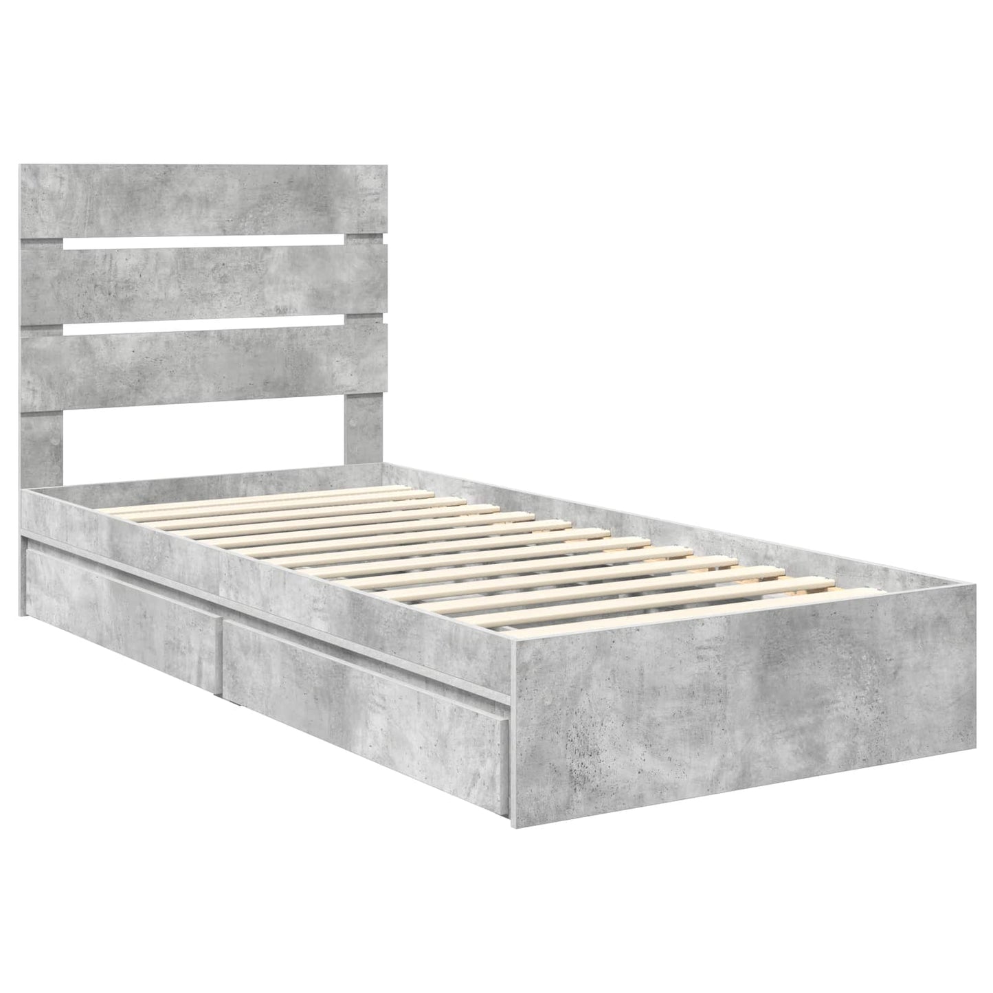Storage Bed Concrete Grey 90 x 200 cm Engineered Wood