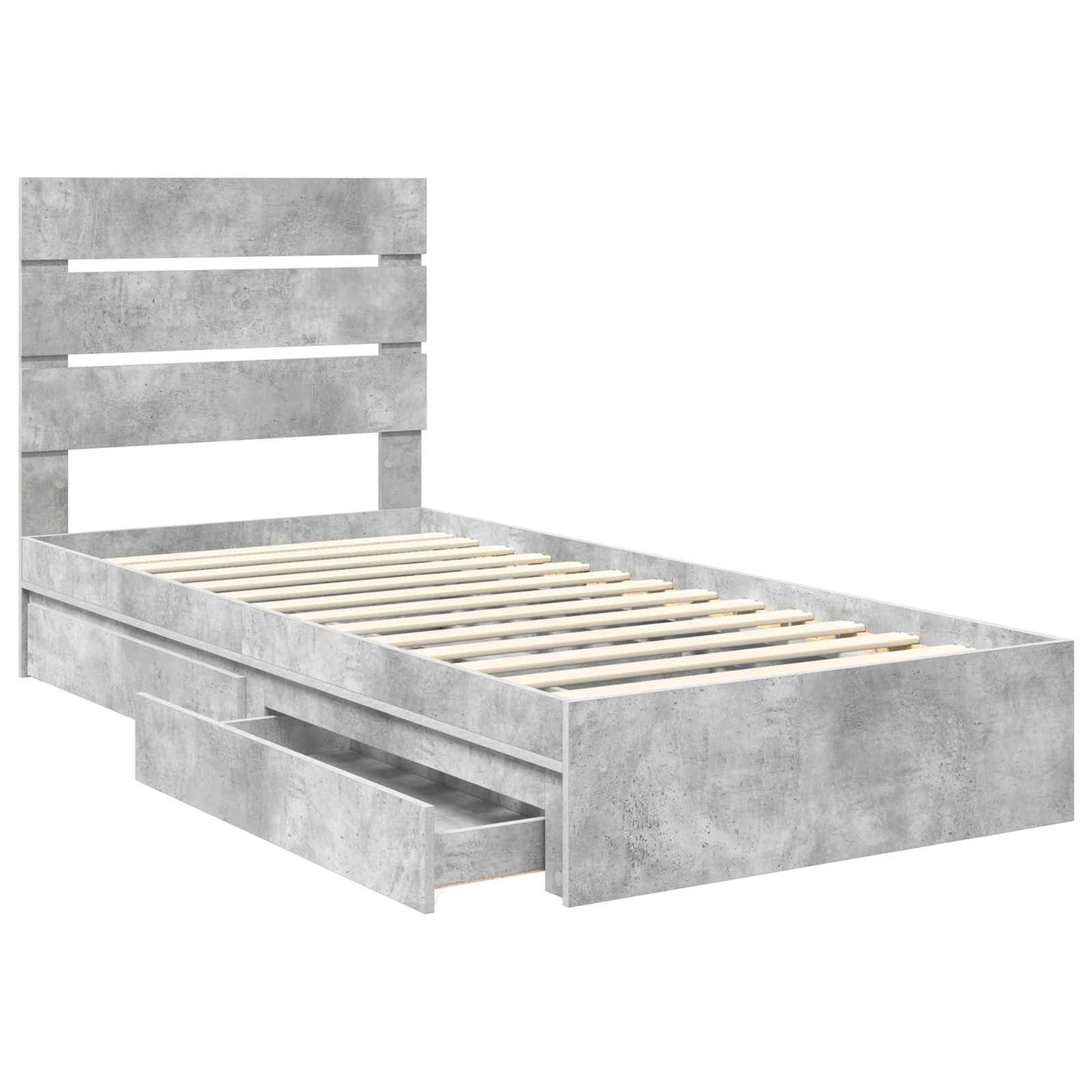 Storage Bed Concrete Grey 90 x 200 cm Engineered Wood