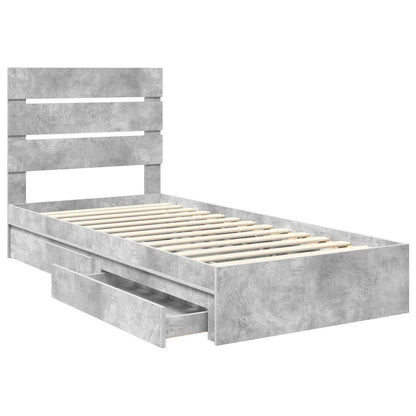 Storage Bed Concrete Grey 90 x 200 cm Engineered Wood