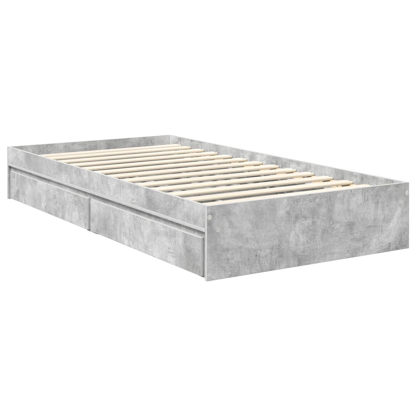 Storage Bed Concrete Grey 90 x 200 cm Engineered Wood