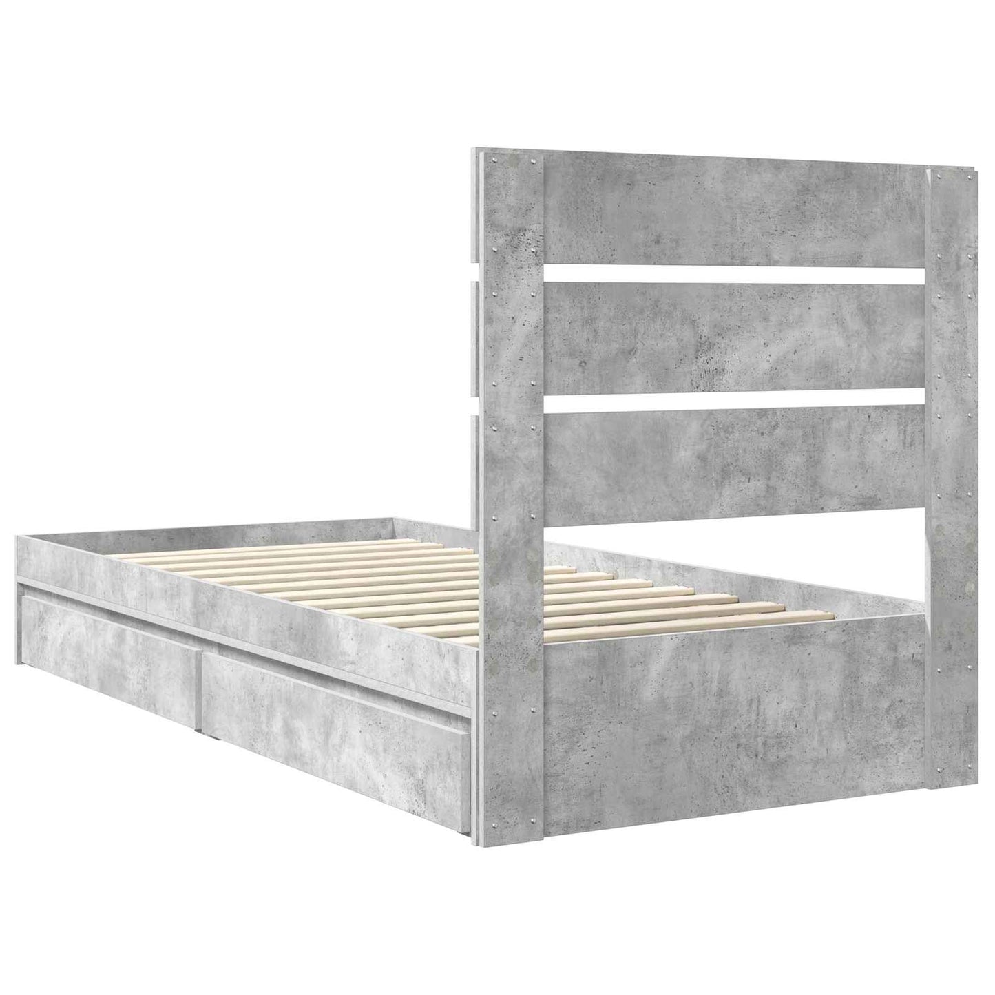 Storage Bed Concrete Grey 90 x 200 cm Engineered Wood