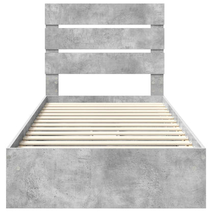 Storage Bed Concrete Grey 90 x 200 cm Engineered Wood