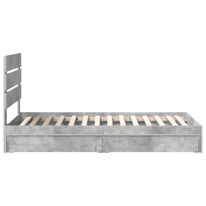 Storage Bed Concrete Grey 90 x 200 cm Engineered Wood