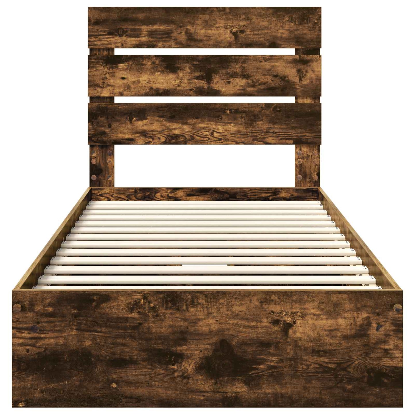 Storage Bed with Drawer Smoked Oak 90 x 200 cm Engineered Wood
