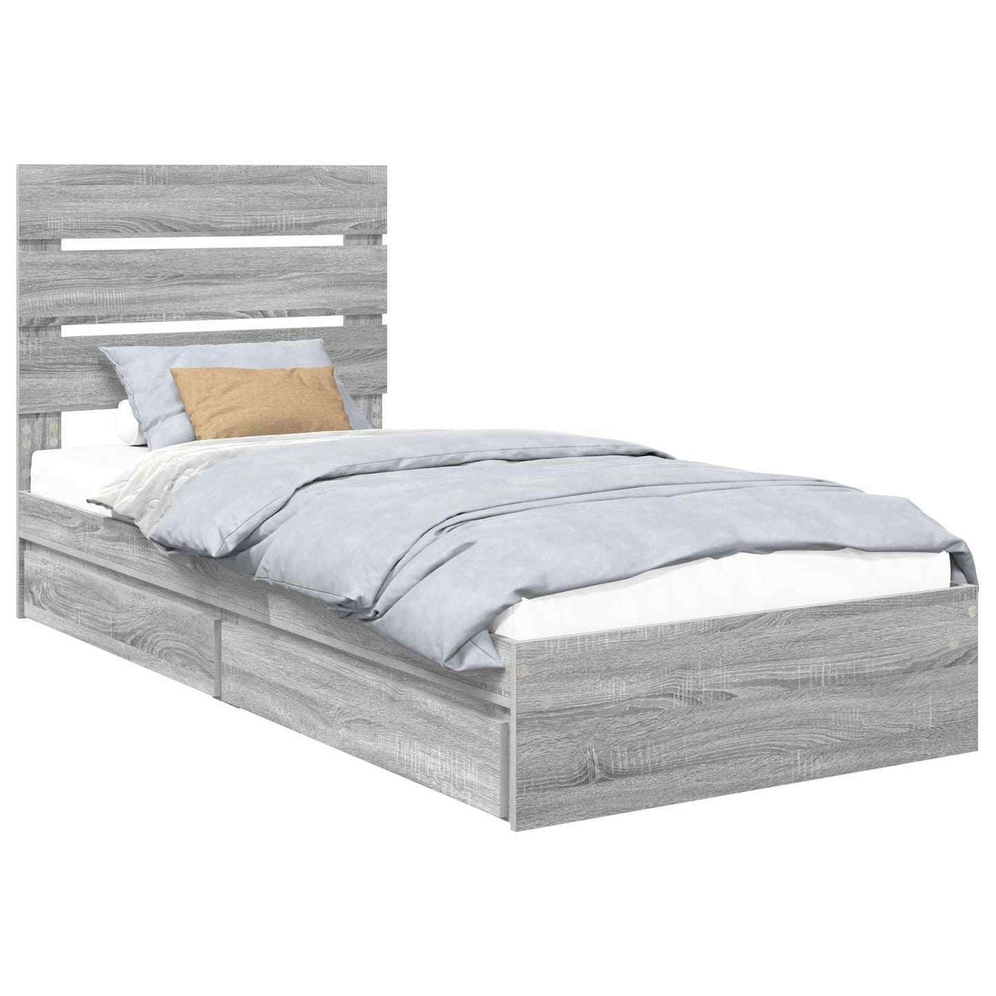 Storage Bed with Drawer Grey Sonoma 90 x 200 cm Engineered Wood