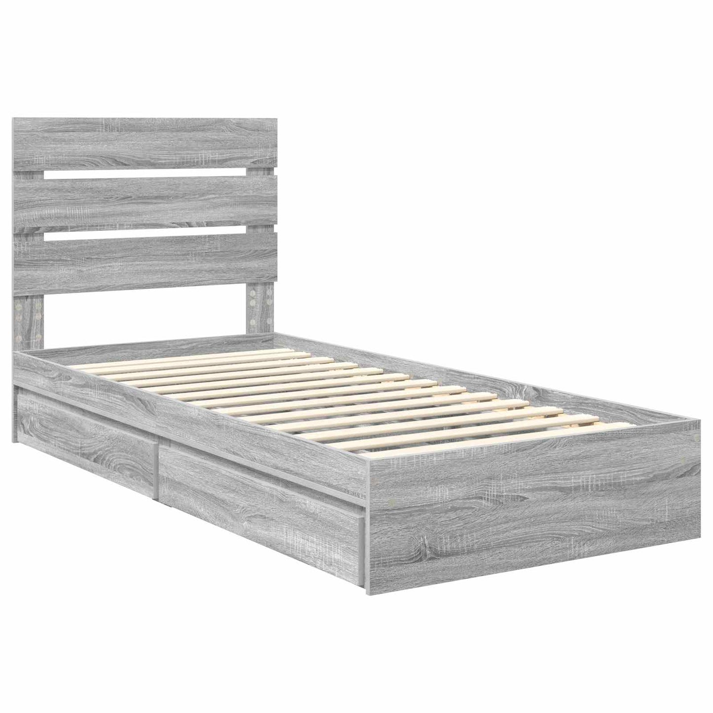 Storage Bed with Drawer Grey Sonoma 90 x 200 cm Engineered Wood