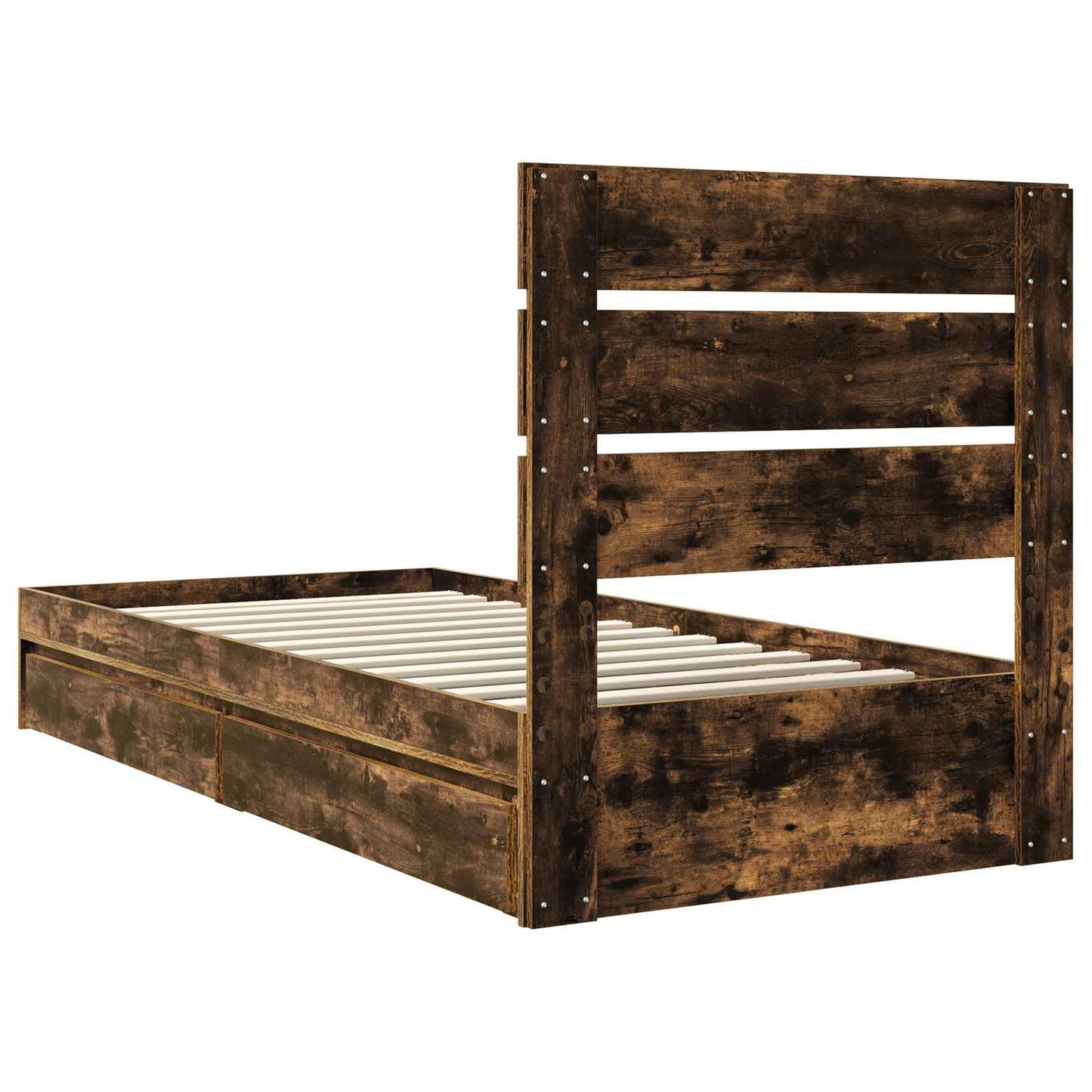 Storage Bed with Drawer Smoked Oak 90 x 190 cm Engineered Wood
