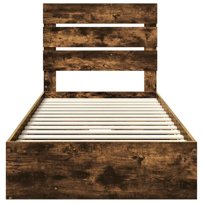 Storage Bed with Drawer Smoked Oak 90 x 190 cm Engineered Wood