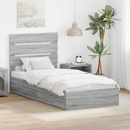 Storage Bed with Drawer Grey Sonoma 90 x 190 cm Engineered Wood