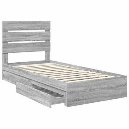 Storage Bed with Drawer Grey Sonoma 90 x 190 cm Engineered Wood