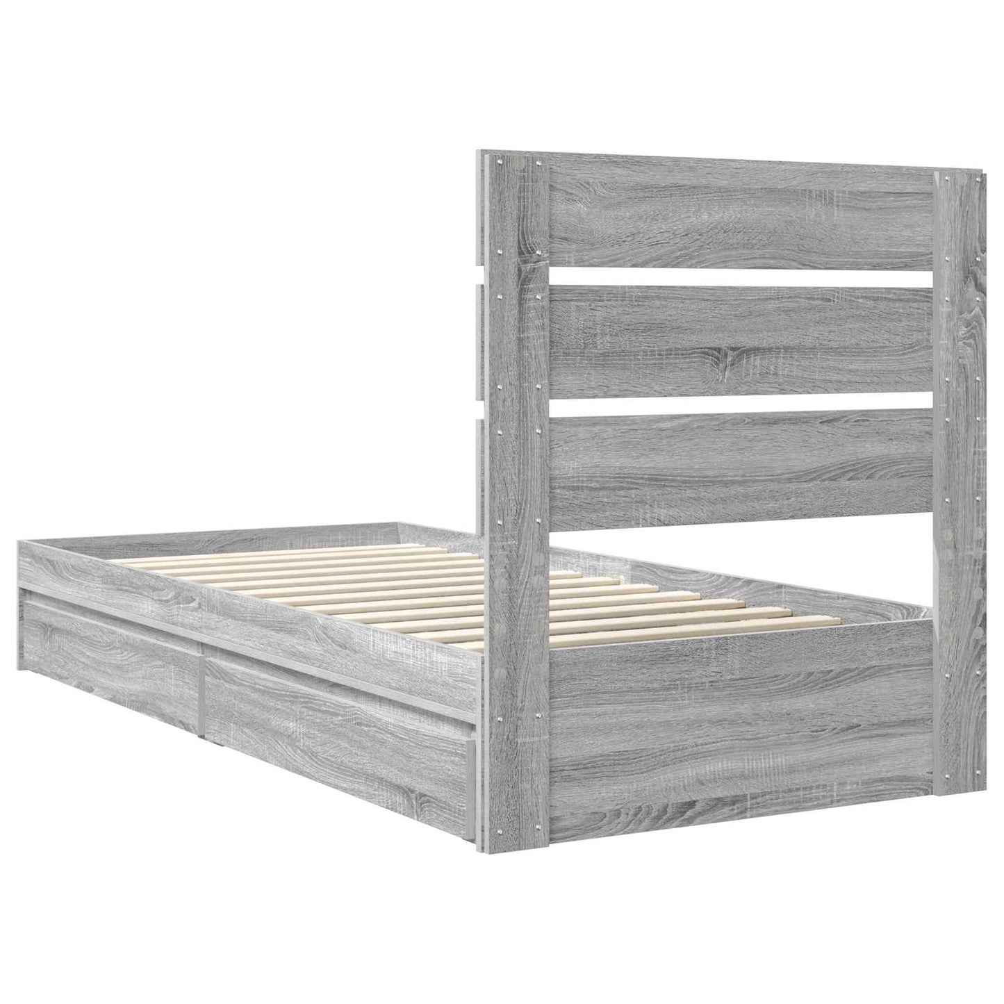 Storage Bed with Drawer Grey Sonoma 90 x 190 cm Engineered Wood