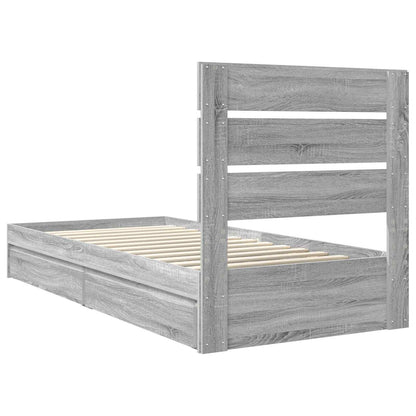 Storage Bed with Drawer Grey Sonoma 90 x 190 cm Engineered Wood
