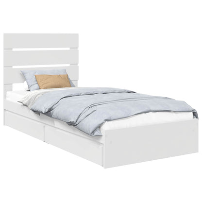 Storage Bed with Headboard White 70 x 190 cm Engineered Wood