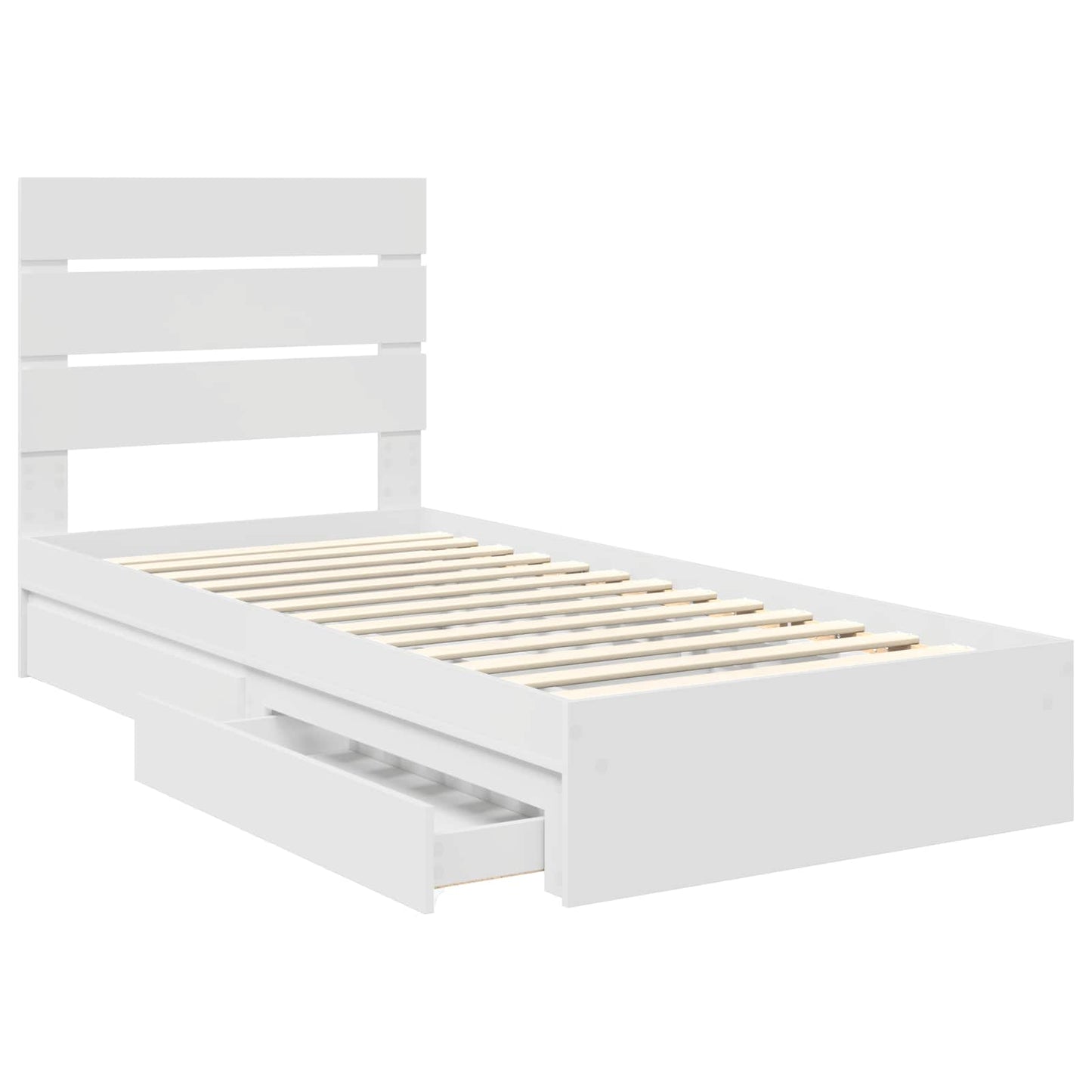 Storage Bed with Headboard White 70 x 190 cm Engineered Wood