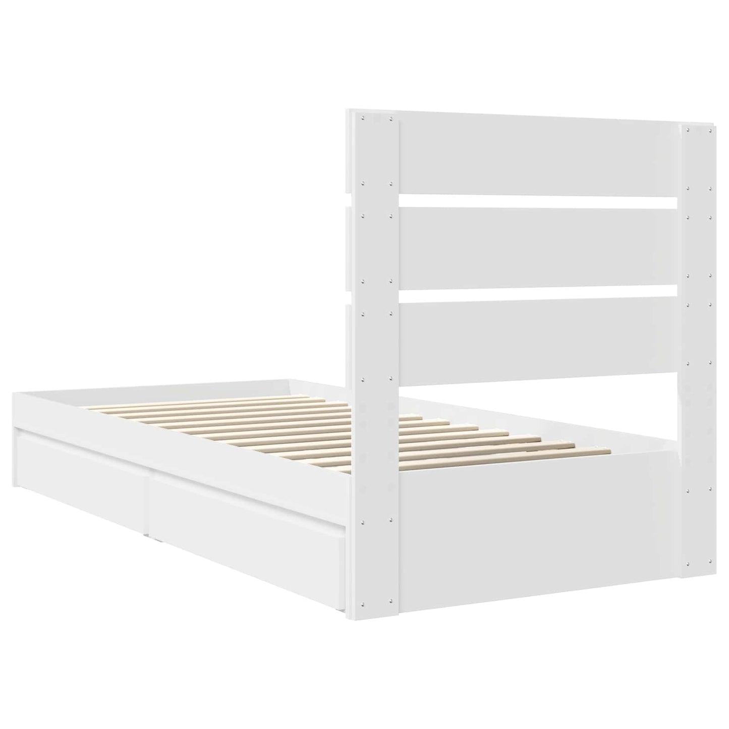 Storage Bed with Headboard White 70 x 190 cm Engineered Wood