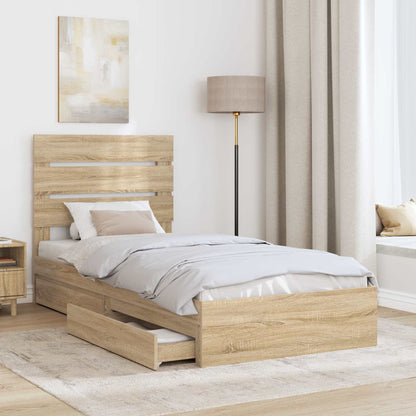 Storage Bed with Drawer Sonoma Oak 70 x 190 cm Engineered Wood