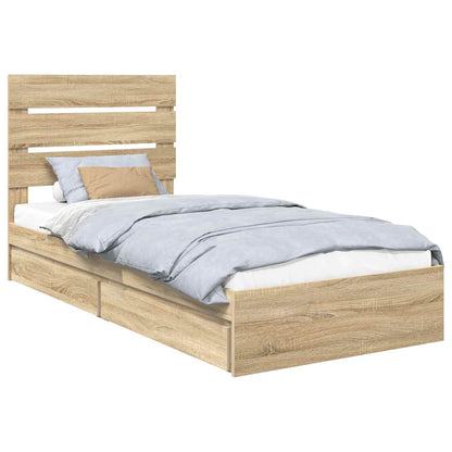 Storage Bed with Drawer Sonoma Oak 70 x 190 cm Engineered Wood