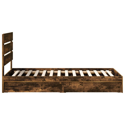 Storage Bed with Drawer Smoked Oak 70 x 190 cm Engineered Wood